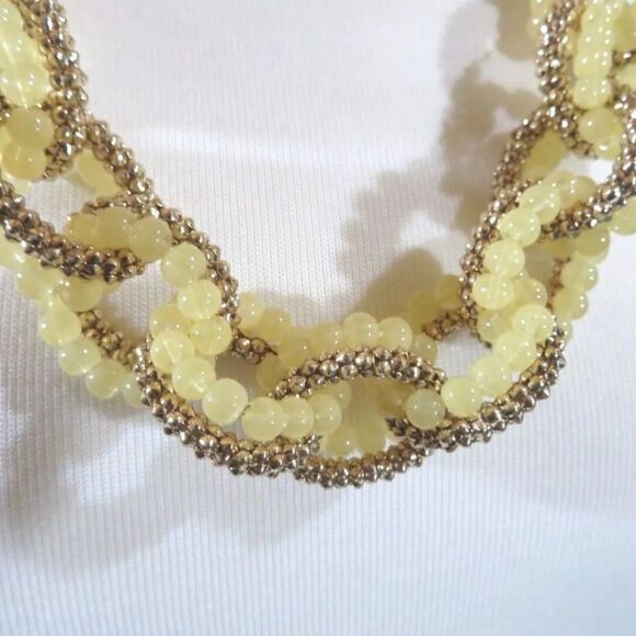 NEW TALBOTS DOUBLE LINK GOLD/PALE YELLOW NECKLACE 24"-27" NWOT - Picture 2 of 3